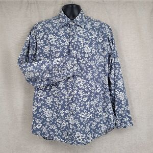 Boden Long Sleeve Button Down Blue Floral Shirt Men's Size Large Tropical